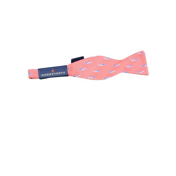 Saddlebred Pink Shark Patterned Adjustable Bow Tie Silk Blend New with Tags - Picture 1 of 4